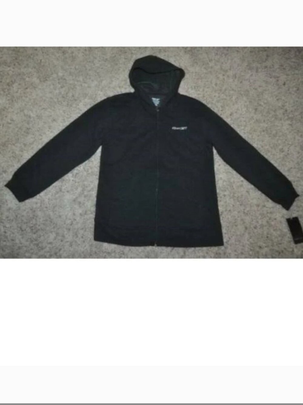 Reebok Jacket Womens L Black Zip Up Fleece Lined Hooded Fall Spring Pockets